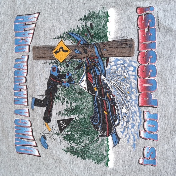 Vintage 1995 Sunburst Sportswear Single Stitch Fruit Of The Loom Snowmobile Tee - Picture 5 of 10